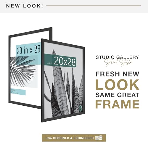 MCS Studio Gallery 20x28 Poster Frame Black Woodgrain, Vertical & Horizontal Wall Hanging Large Picture Frame for Photos, Posters & Art Prints (1-Pack)
