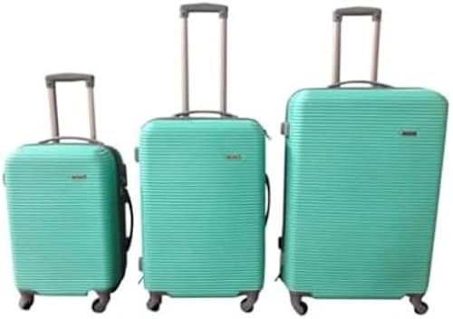 Hard Outer Shell Travel Luggage Set - 3 Piece (Apple Green)