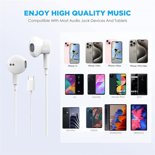 Image of USB C Headphones for iPhone 17 /16 /15 Pro Max Plus Earbuds,Type C Earphones