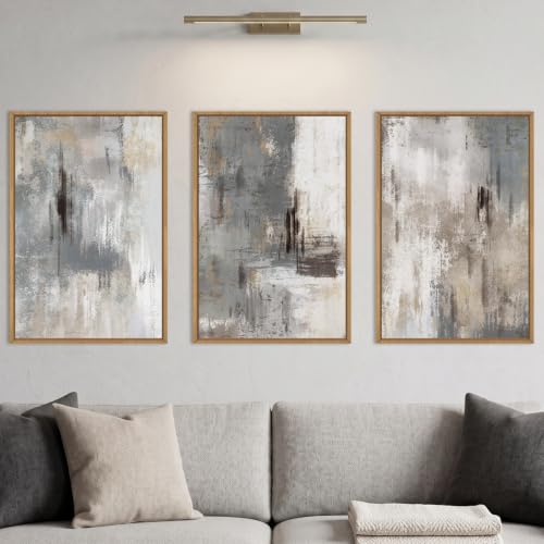 Aryroi Abstract Neutral Gray Beige Framed Canvas Wall Art Set- 24"x36"x3