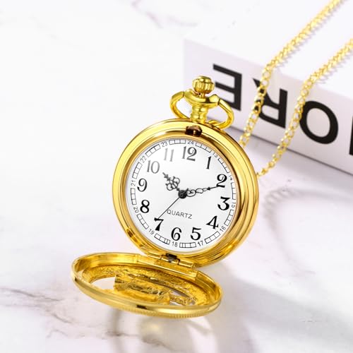Image of JewelryWe Vintage Pocket Watch Cool Gear Steampunk Retro Pendant Necklace Watches for Men Women Halloween Costumes Daily and Office