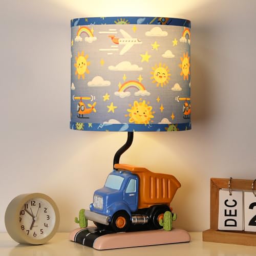 Bedside Table Lamp For Kid, Truck Nursery Lamp For Boy Girl 