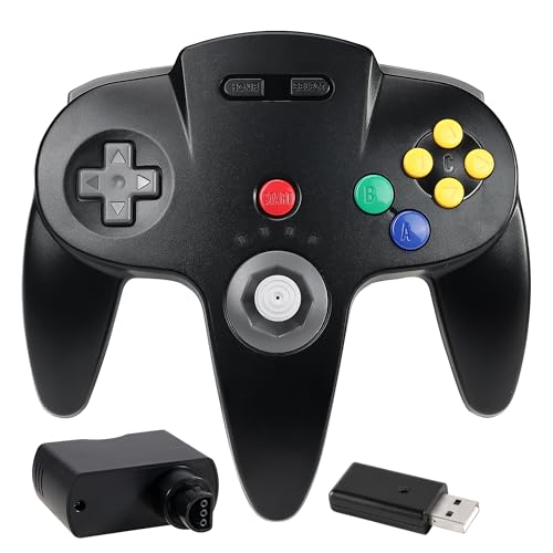 Image of SAFFUN Wireless N64 Controller Made for Switch 1 & 2, N64 Console, (Black)