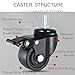 Heavy Duty Casters, M16x30mm Stem Casters Low Gravity Center Swivel Castors 3000lbs Load Heavy Capacity Caster Wheels Set of 4 for Industry, Workbench etc (3 Inch, 2 with Brakes 2 Without Brakes)