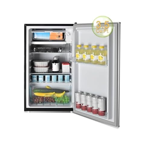 Gshop FLD-90-D 3.5 Cu. Ft, Single Door Apartment Freezer, Adjustable Thermostat Small Fridge for Dorm, Office, Kitchen, Mini Refrigerator with Removable Shelves, Grey Cover