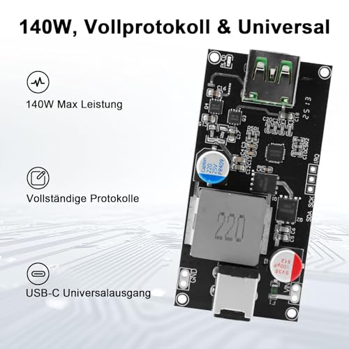 AYWHP 140W PD3.1 Schnelllademodul mit PPS-Unterstützung, Universelles Schnelllade-Modul, Unterstützt PD/QC5/SCP/VOOC, mit Überwachungsschutz und Lüftung