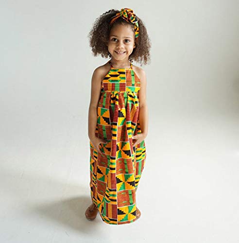 Vestido casual de princesa com estampa africana de ombro cigano para bebês e meninas roupa de dinoss