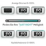 BUFFBEE Radiobudzik z 7-kolorowym światłem nocnym, podwójny alarm, funkcja drzemki, ściemniacz, ładowarka USB, nap-timer, cyfrowy budzik z radiem FM i automatycznym wyłączaniem, zasilanie sieciowe z