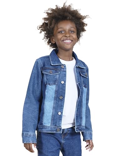 Image of KiddoPanti Boys Denim Jacket | Cotton Poly Blend with Spandex | Washed Denim, Full Sleeve | Button Closure & Front Flap Pockets | Collared Neck