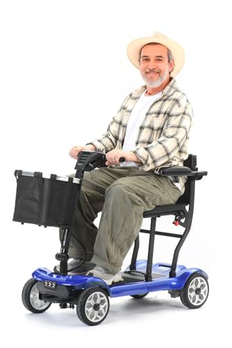 Bio-Lec Mobility Foldable Mobility Scooter for Adults with Seat & Basket | Lightweight 24V Electric Mobility Aid | Compact, Comfortable & Portable for Elderly, Disabled
