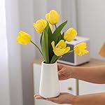 Bright White Vase - 6“ White Ceramic Flower vase, Boho Vases for Pampas Grass, Minimalist Modern vases for Home Decor, Table Shelf Living Room Farmhouse Decor - Image 5