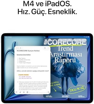 Apple iPad Air 11 inç (M4): Liquid Retina Ekran, 128 GB, 12 MP Ön/Arka Kamera, Apple N1 ile Wi-Fi 7 — Mor - Görsel 3