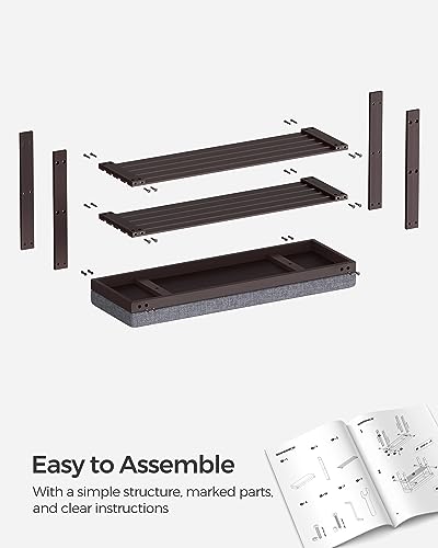 Image of SONGMICS Bamboo Shoe Bench, 3-Tier Shoe Rack Organizer for Entryway, Living Room, Bench Seat Holds Up to 300 lb, 11.9 x 35.4 x 19.2 Inches, Rustic Walnut and Slate Gray ULBS904B32