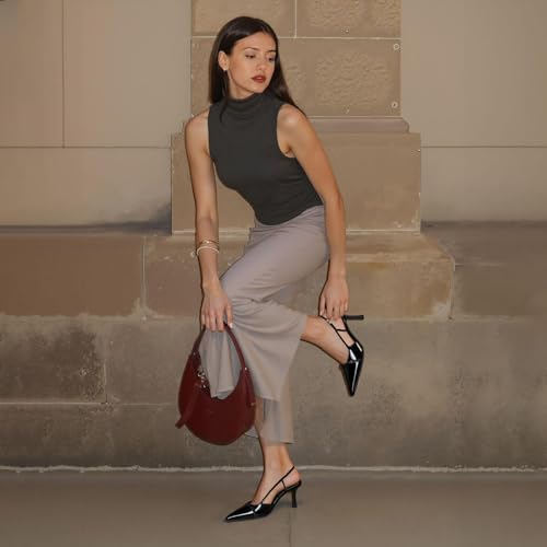 Image of MAVMAX Slingback Heels for Women Kitten Heels with Bow Pointed Close Toe Pumps Dress Party Heeled Sexy Wedding Shoes