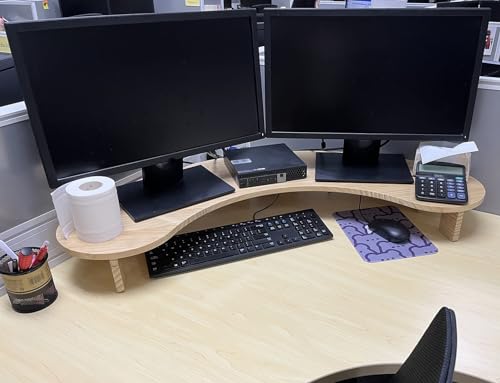 Support de moniteur d'angle en bois pour double écran de bureau - 3