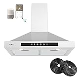 CIARRA Smart Range Hood 30 inch with Voice Control, Compatible with Alexa/Google Home/Smart Life Assistant, Kitchen Vent Hood in Stainless Steel with 2 Carbon Filters, CAS75308W-003