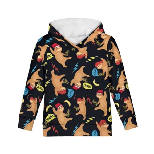 Animal Pattern Boys Girls Pullover Hoodies Long Sleeve Sweatshirt with Pockets