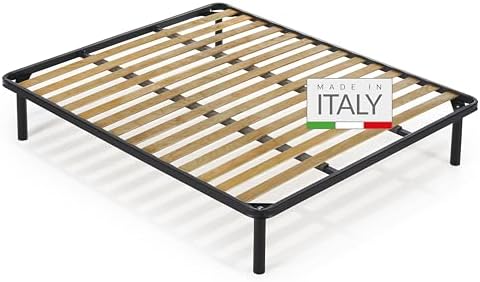 NUVOLA Athena Double Bed Frame 160 x 190 cm with Wooden Slats, Or...