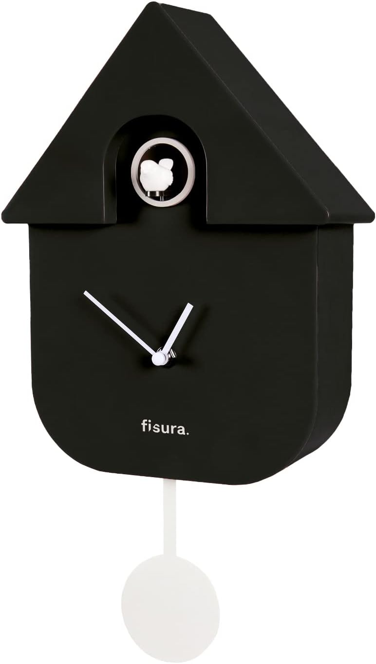 Cuckoo clock. Wall clock. Original wall clock for gift. 3 AA batteries not included. 21,5 x 8 x 41,5. Material: ABS plastic. (Black)