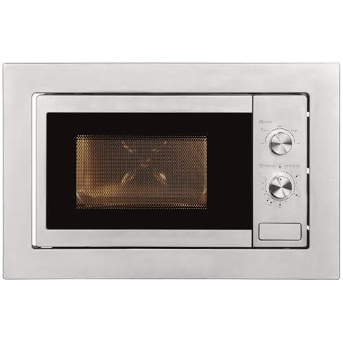 Exquisit Einbaumikrowelle EMW10-020 inox | 800 W Leistung | Kinderleichte Bedienung | Einfacher Einbau | Timer | Drehteller 27cm | Mikrowelle 60 cm | Einbaugerät | Edelstahl