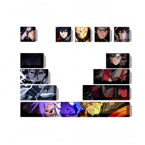 Naruto keycaps,12 key PBT thermal sublimation custom keycaps for Cherry gateron MX swithes mechanical keyboards.（Uchiha Sasuke）