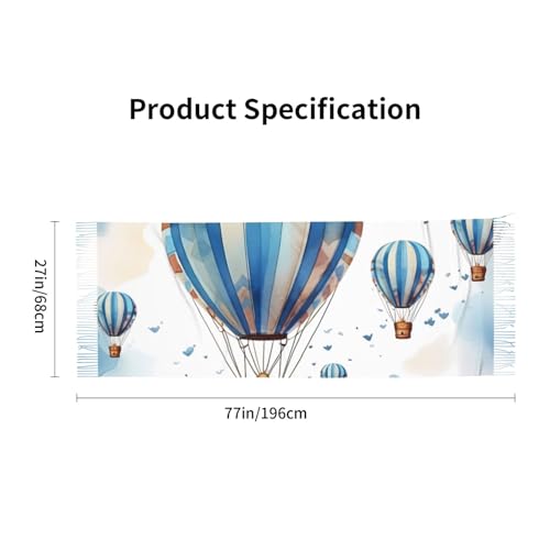 Scarf for Women Lightweight Soft Scarves Blue Hot Air Balloon Shawl Winter Warm Fringed Scarf2