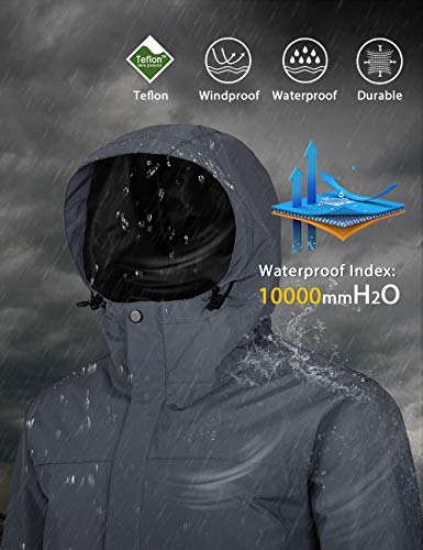 Wantdo Men's Rain Gear Waterproof Rain Jacket Outdoor Shell Rain Coat Gray M