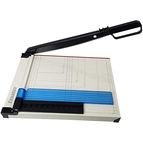 TEXALAN(R) Paper Cutter Letter Size Paper Trimmer 12” Cut Length 12 Sheet Capacity Guillotine Paper Photo Cutter with Magnet Clamp, Paper Guide, Size Guideline Cover