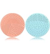 2 Pieces Silicone Makeup Brush Cleaner, YalsFTY Cosmetic Brush Scrubber Mat Pad Cleaning Tool, Du...