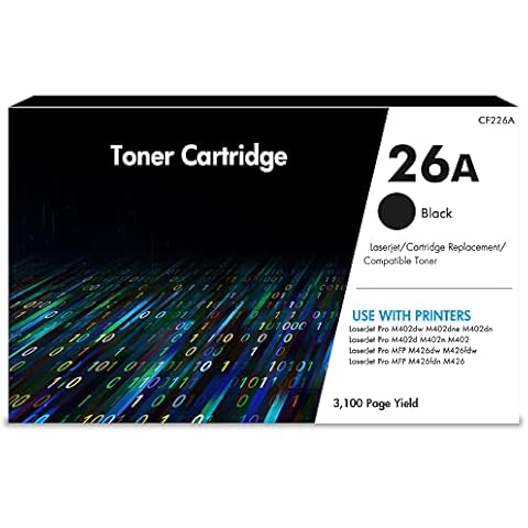 CF226A 26A CF226X 26X Toner Cartridges Replacement for HP Laserjet Pro M402dn Toner MFP M402dne M426fdw M426dw M426fdn M426 M402d M402dw M402n M402 Printer ( Black, 1-Pack ) Cover