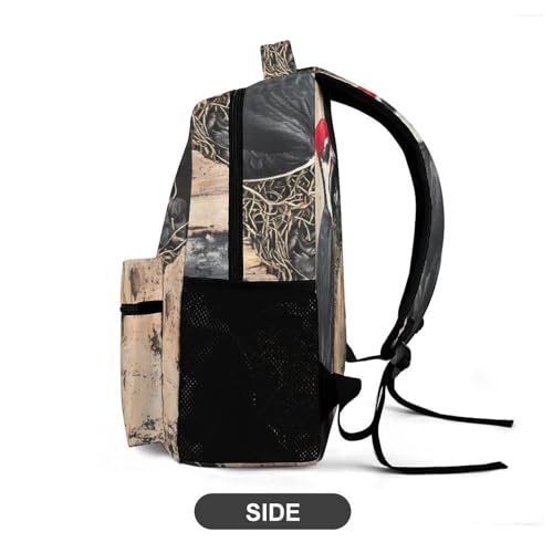 Pileated Woodpecker Travel Backpack Casual Daypack Shoulder Bag with Adjustable Shoulder Straps4