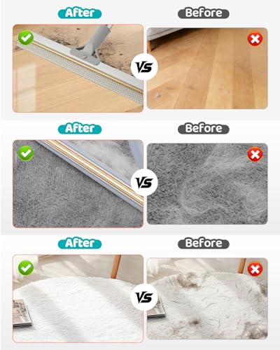 Carpet Rake for Pet Hair Removal, Reusable Pet Hair Remover Tool with 54 Inch Adjustable Long Handle, 3 Piece Carpet Scraper Set with Pet Bath Brush for Rugs, Couch, Furniture and Stairs - Image 7