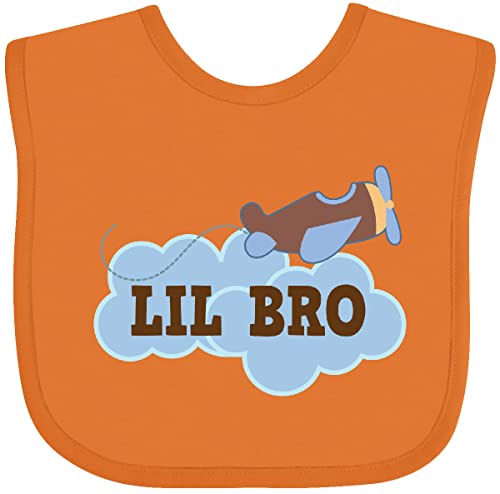 inktastic Lil Bro Airplane Boys Pilot Brother Baby Bib Orange 22be3