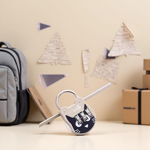 Image of Grey Cute Cat Combination Lock Travel Locks for Luggage Backpack Locks Zipper Combination Lock for Locker for Student Dormitory, Padlocks and Hasps, Combination Padlocks, Hardware