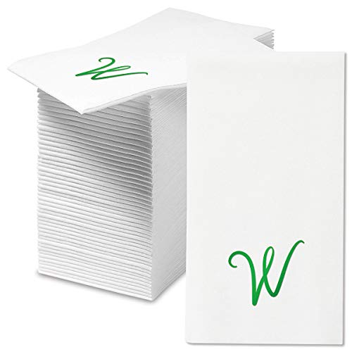 Lillian Vernon Script Personalized Monogram Guest Towels - 5 Foil Initial Color Options, Linen Feel Disposable Set for Bathroom, Wedding, & Party - Pack of 100, 13