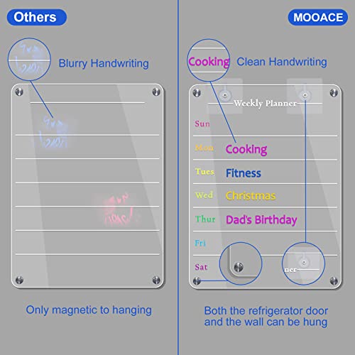 Weekly Acrylic Magnetic Dry Erase Board For Fridge,Mooace Adhesive Meal Planner Board For Fridge And Wall Set Of 2,Includes 6 Markers With 3 Colors,Pen Holder,Clean Cloth - Color Printer #TOP4