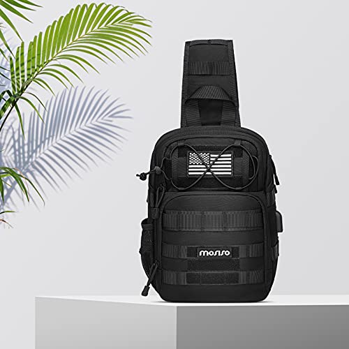 Mosiso Tactical Backpack,One Shoulder Chest Sling Bag Military Assault Rucksack Everyday Carrying Daypack With Usb Charging Port For Outdoor Sports Hiking Hunting Fishing Camping Training, Black #TOP6