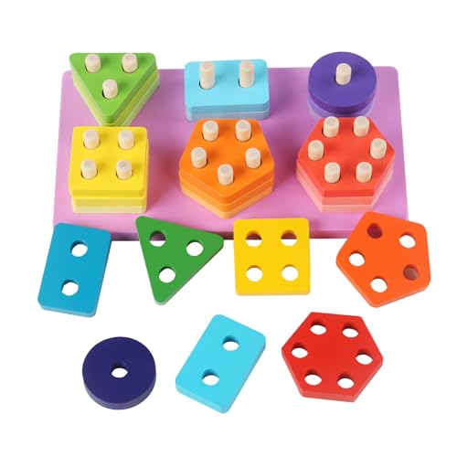 Dementia Activities for Seniors,Geometric,Colors & Numbers Cognitive Products for Alzheimers,Wooden Puzzles Gifts & Cognitive Training Games for Elderly,Fidget Sensory Toys