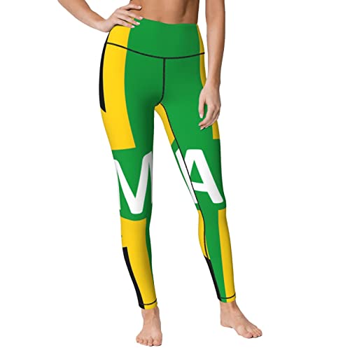 Jamaican Kingdom Flag Women's Yoga Pants Capri Leggings High Waist Tights Skinny Pants Black