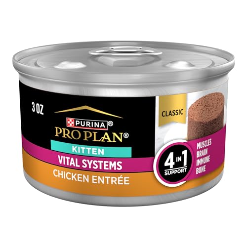 Purina Pro Plan Vital Systems Chicken Entree Wet Kitten Food 4-in-1 Muscles, Brain, Immune and Bone - (Pack of 24) 3 oz. Cans