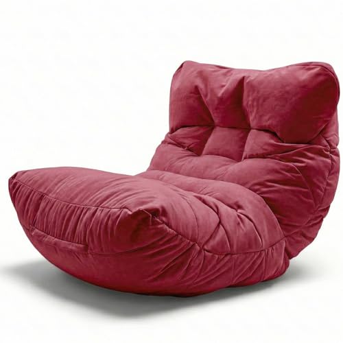 Aiire Puff Salón XXL de Diseño - Sillón Puf con Relleno Incluido para Adulto - Bean Bag Chair Premium para Dormitorio - Funda Desenfundable y Lavable Rojo