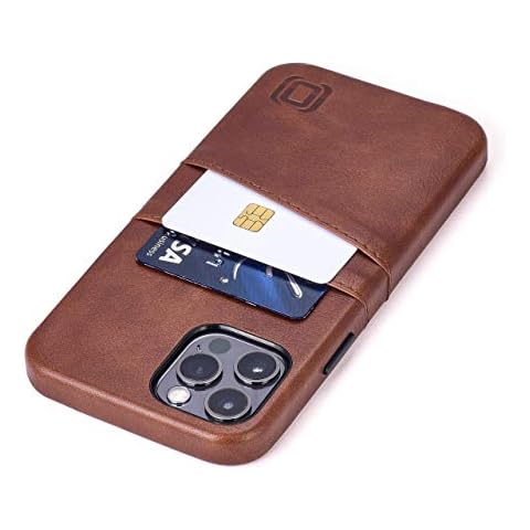 Dockem Wallet Case for iPhone 12 & iPhone 12 Pro: Built-in Metal Plate for Magnetic Mounting & 2 Credit Card Holders: 6.1" Exec M2, Smooth Synthetic Leather (Brown) Cover