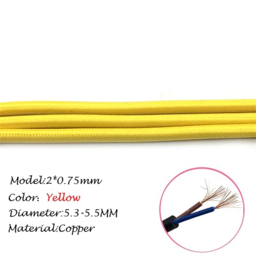 Cables flexibles con aislamiento textil amarillo y cordón trenzado de 3m 2