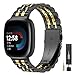 ZPJPPLX for Fitbit Versa 4/Sense 2 Metal Bands for Men Women,Compitaple with Fitbit Versa 3/Sense Stainless Steel Watch Band,Black/Gold