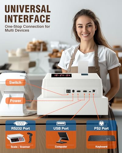 Image of PYY Cash Register for Small Businesses - Commercial Electronic Caja Registradora para Negocio with White Medium Locked Cash Drawer Box, Digital Dual Display System Restaurant Small