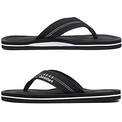 Image of Quickshark Mens Flip Flops Leather Thong Sandals Arch Support Beach Slippers
