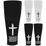Toulite 2 Pairs Soccer Shin Guards Sleeves Christian Soft Breathable Cross Shin Guard Sleeves Youth with Optimized Insert Pocket for Football Games(Black,White)