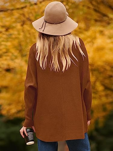 Image of ANRABESS Womens Casual Fall Sweater Turtleneck High Neck Batwing Sleeve Oversized Sweater Dress
