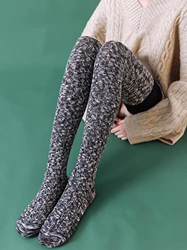 Image of Women's Thigh High Knitted Winter Boot Socks Vintage Extra Long Leg Warmer Over Knee High Stockings