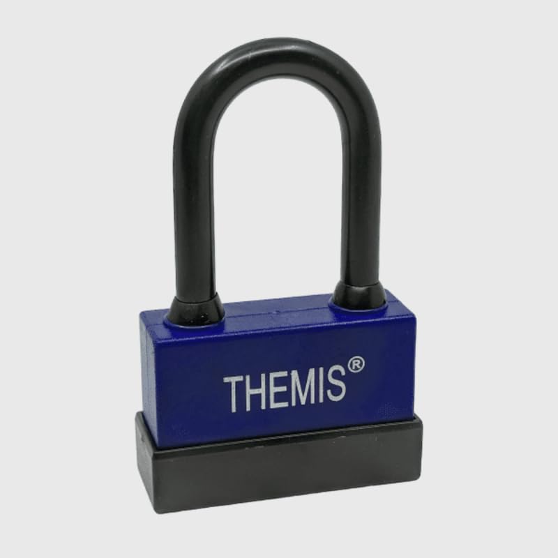 Image of Heavy-Duty Padlock 65 MM Lock and 3 Keys Hardened Copper Cylinder Themis Long Shackle Padlock Security Lock for Garage, Door, Shutter, Gates